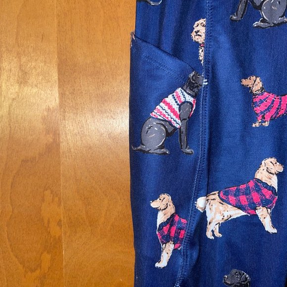 Stylish Blue Dog Print Leggings - Picture 4 of 5